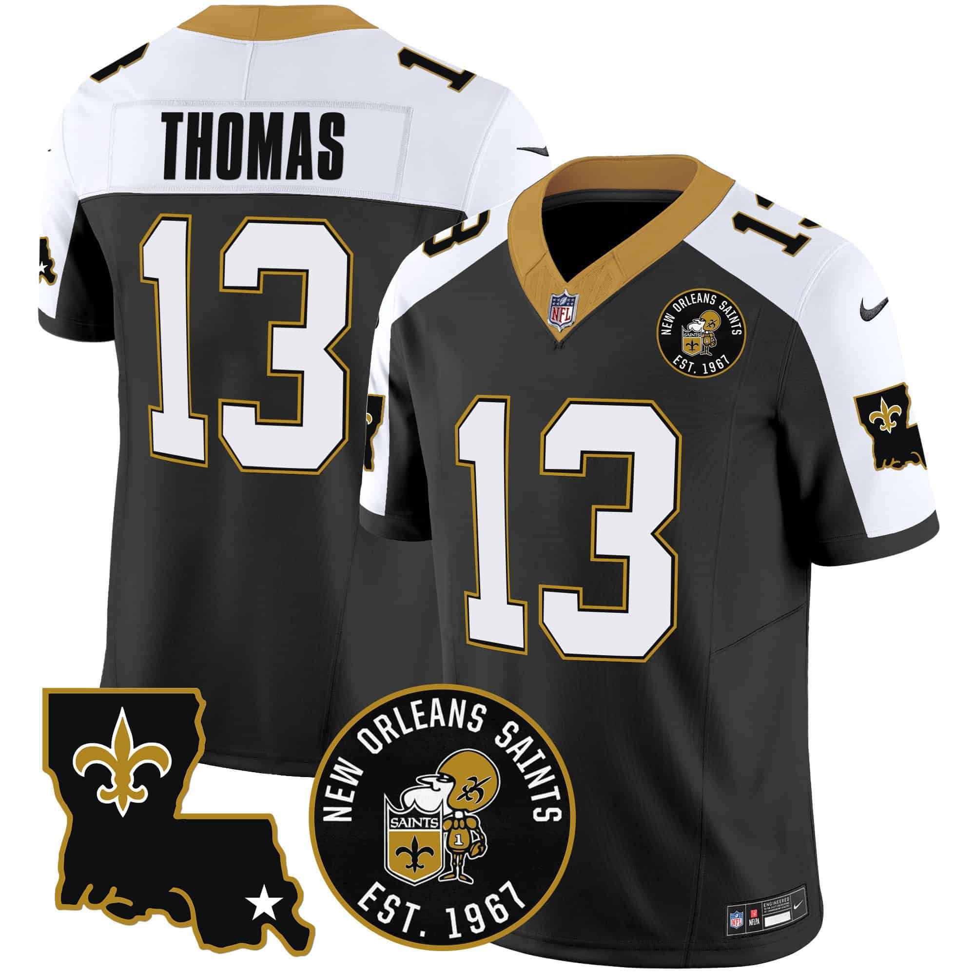 Men New Orleans Saints 13 Thomas Black 2024 Nike 1967 Patch Vapor Limited NFL Jersey
